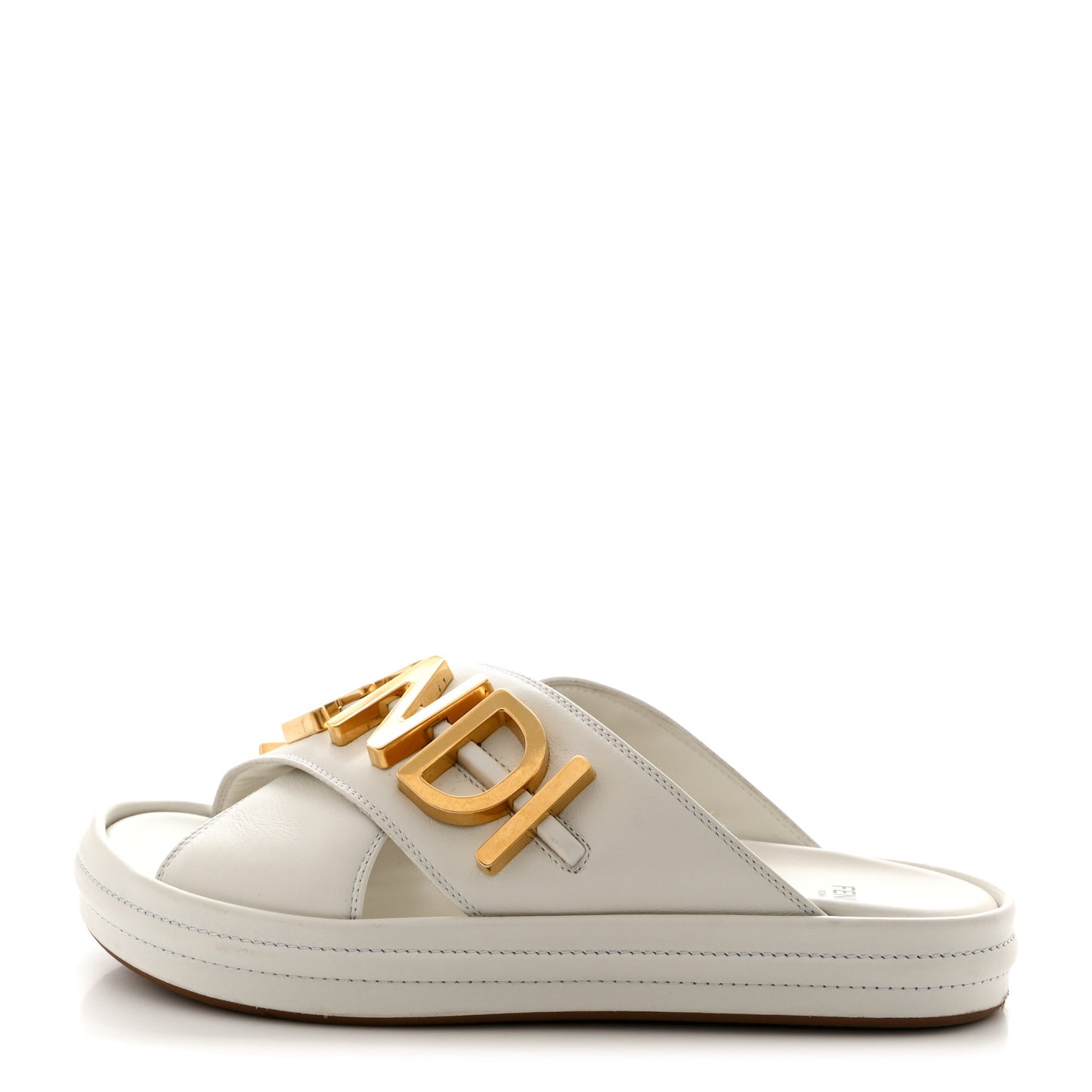 Vitello Womens Fendigraphy Slide Sandals 36.5 White Ice