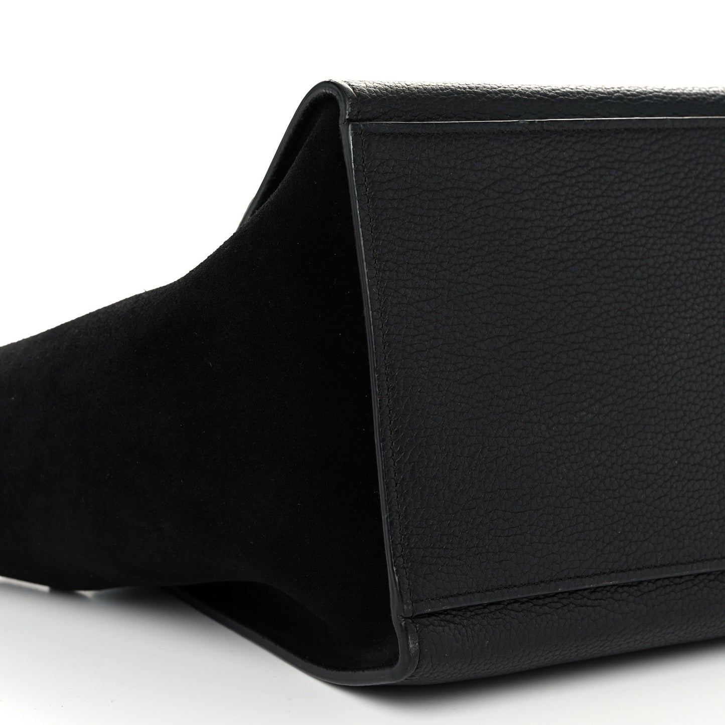 Drummed Calfskin Suede Small Trapeze Black