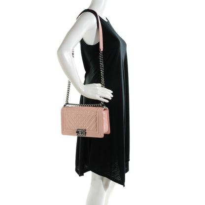 Chanel Patent Chevron Medium Boy Flap Light Pink 2 of 9