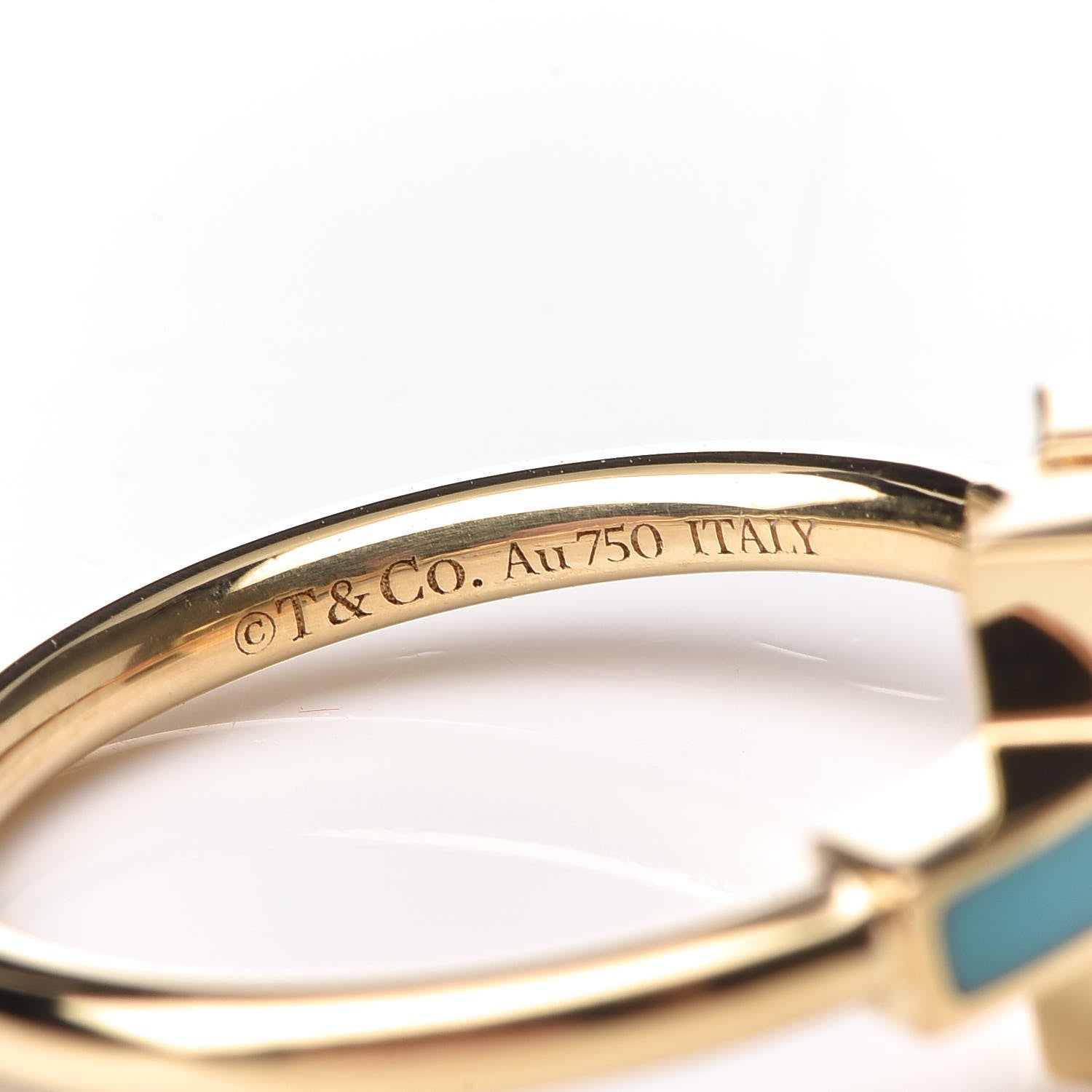 Tiffany 18K Yellow Gold Turquoise T Square Ring 53 6.25 5 of 6