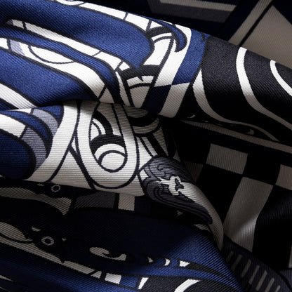 Hermes Silk Kawa Ora Scarf 90 Ivory Marine Black 3 of 6