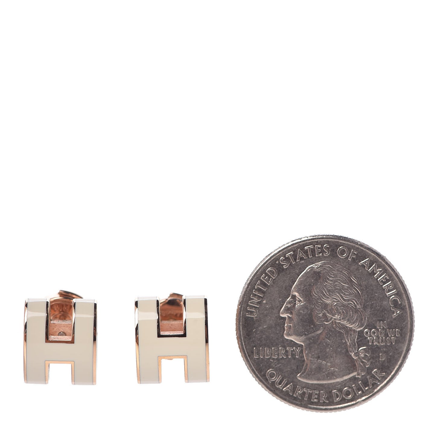 Rose Gold Lacquered Pop H Earrings Ecru