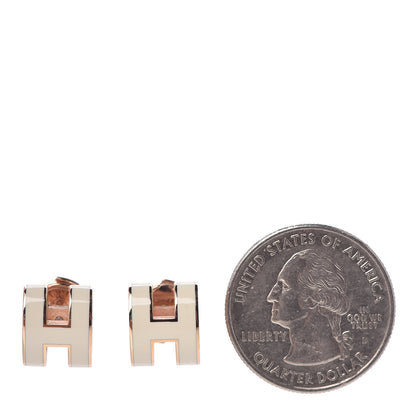 Hermes Rose Gold Lacquered Pop H Earrings Ecru 2 of 4