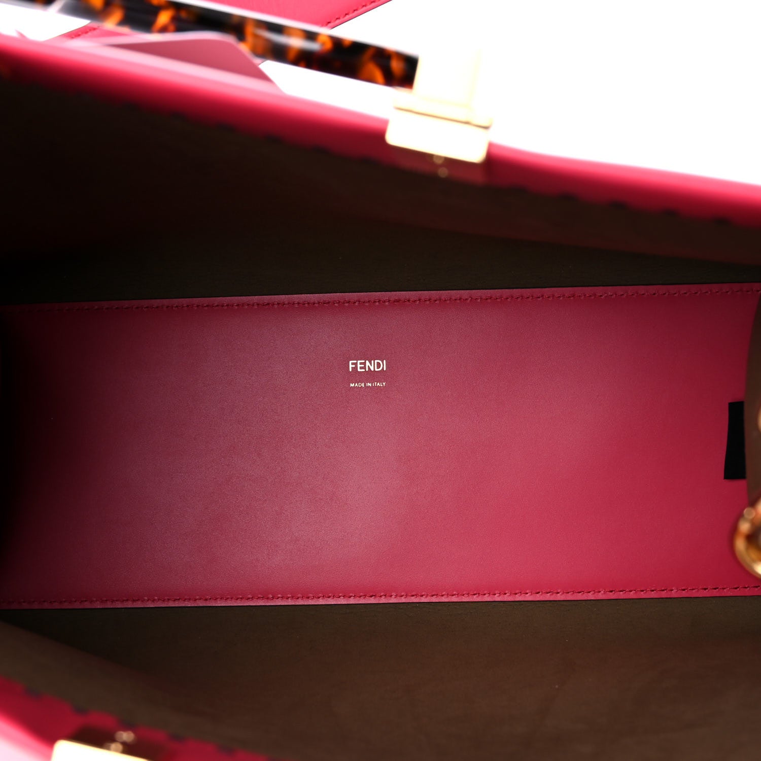 Fendi Vitello King Plexiglass Logo Embossed Medium Fendi Sunshine Shopper Tote Lampone 5 of 11