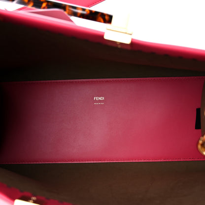 Fendi Vitello King Plexiglass Logo Embossed Medium Fendi Sunshine Shopper Tote Lampone 5 of 11