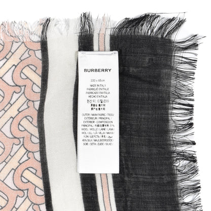 Burberry Silk Floral TB Monogram Print Scarf Pink Black 5 of 5