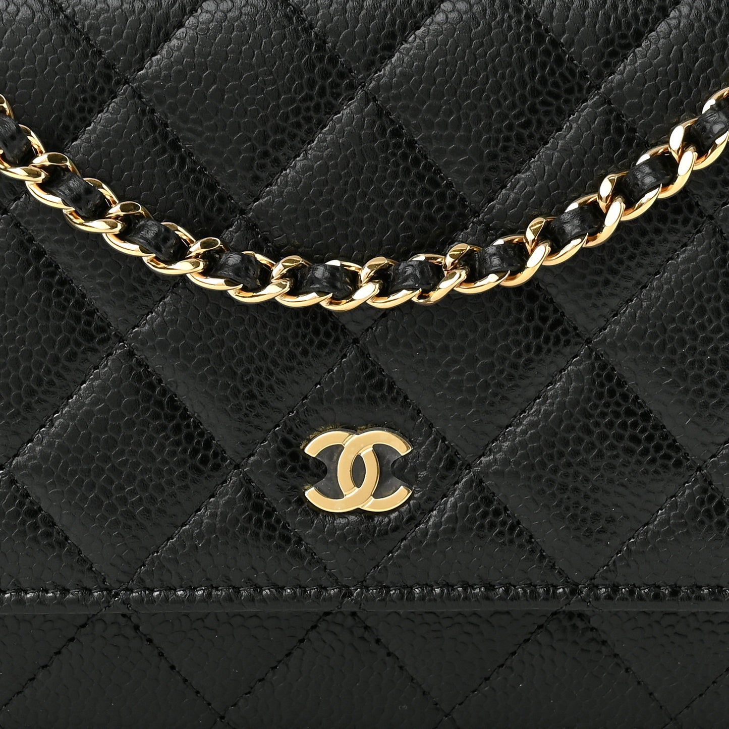 Caviar Quilted Wallet On Chain WOC Black