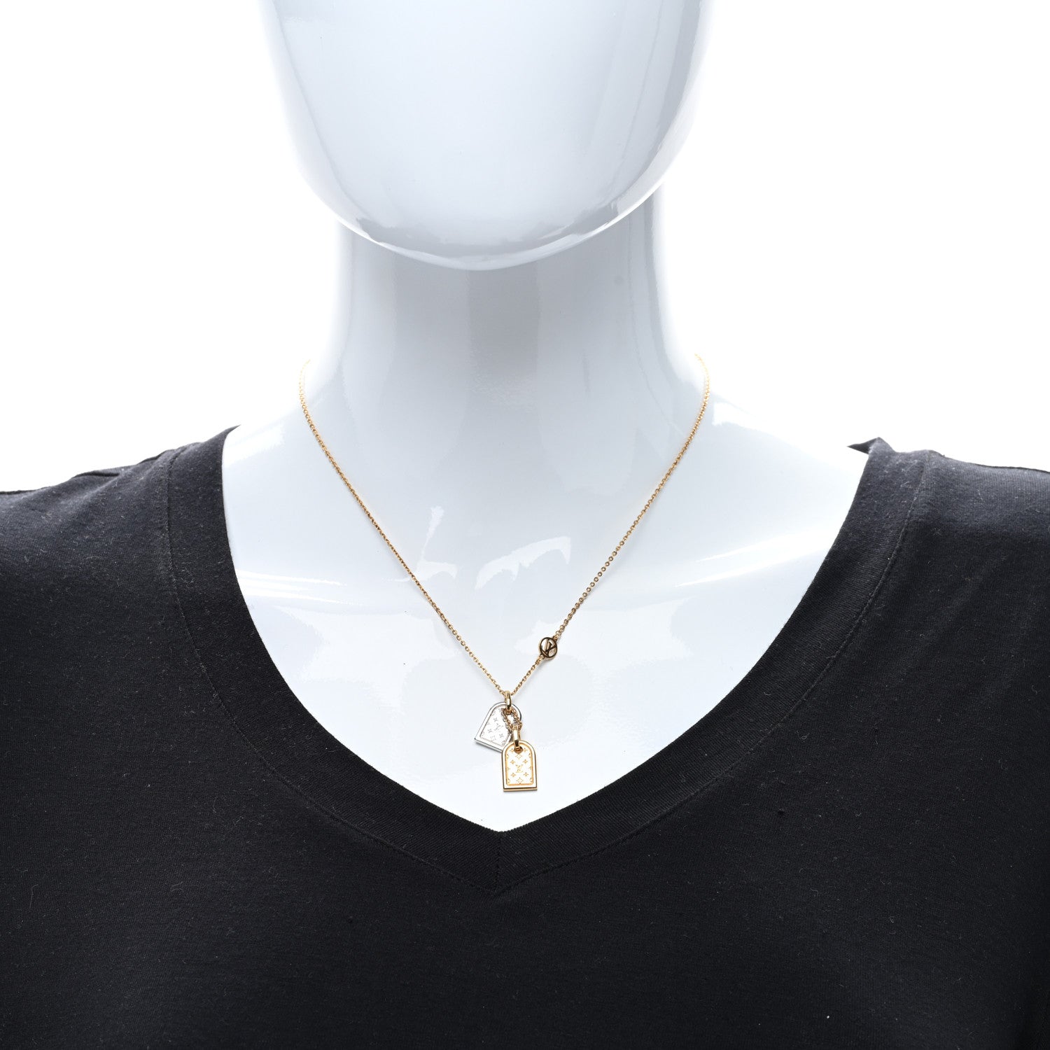 Louis Vuitton Nanogram Name Tag Necklace Gold 2 of 4