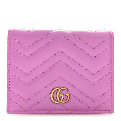 Gucci Calfskin Matelasse GG Marmont Card Case Candy Mousse 1 of 6