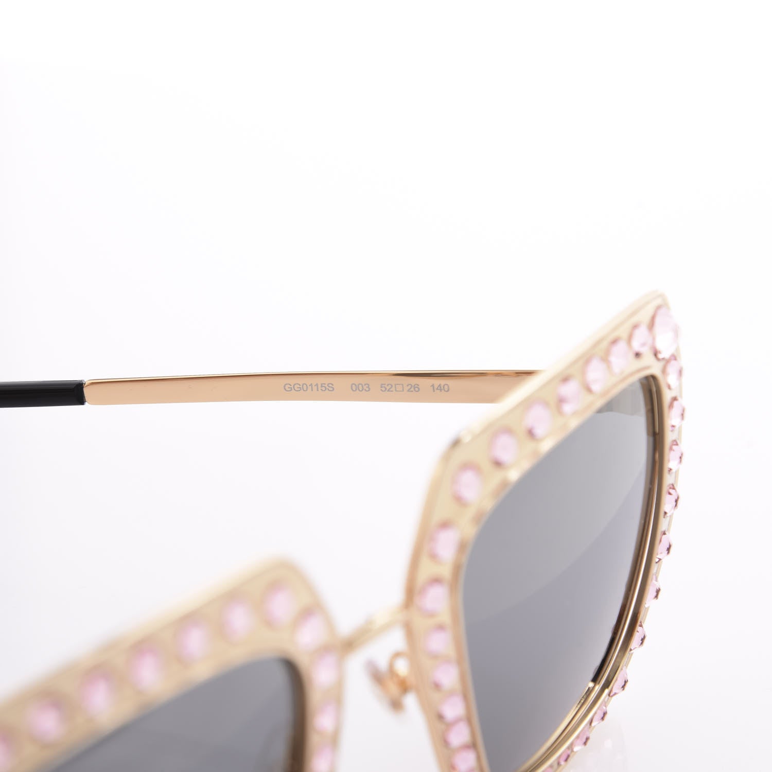 Gucci Metal Acetate Crystal Oversize GG0115S Sunglasses Gold 5 of 9