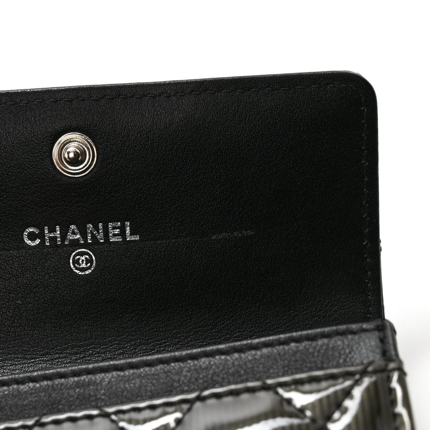 Chanel Striated Patent Quilted Card Holder Black 10 of 11