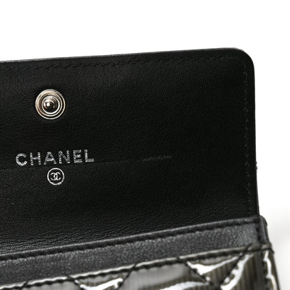 Chanel Striated Patent Quilted Card Holder Black 10 of 11