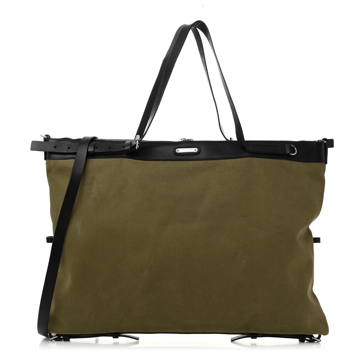 Canvas Calfskin Gabardine Convertible ID Khaki Black
