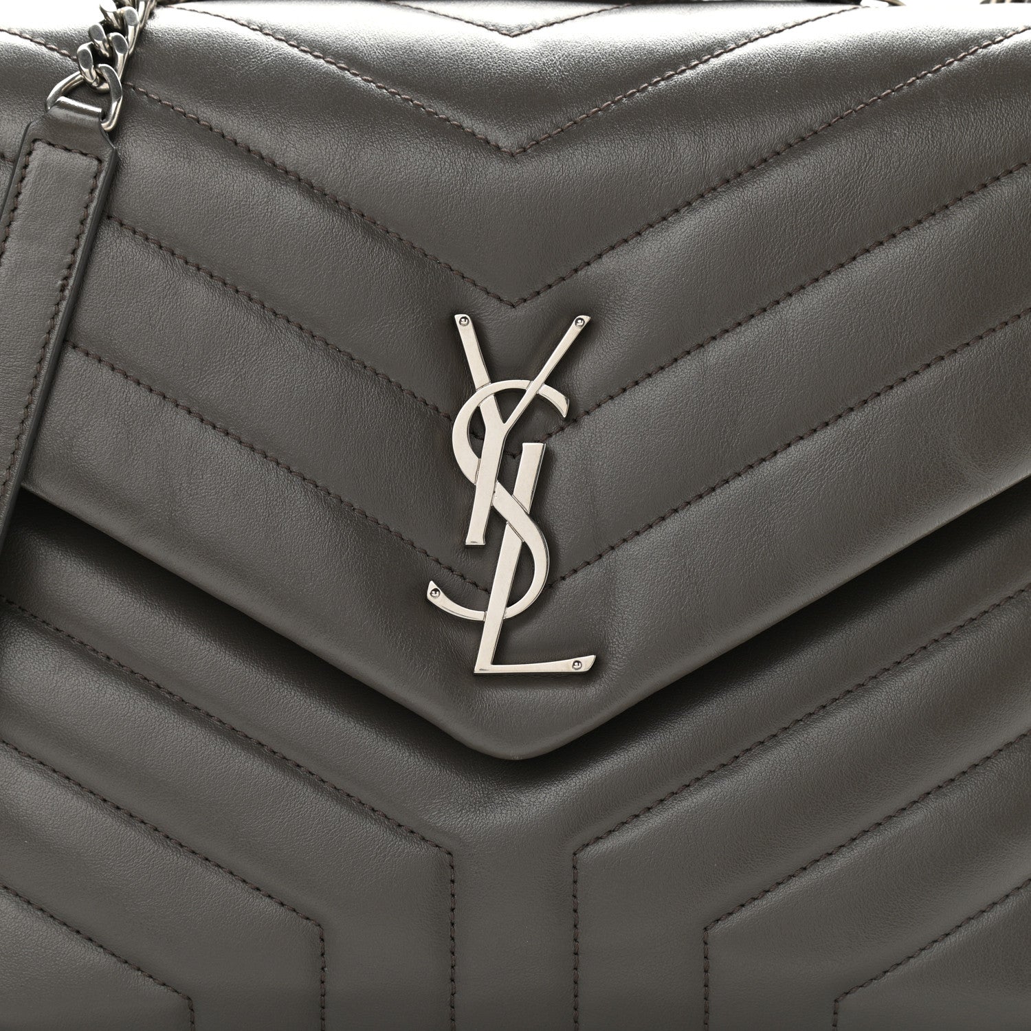 Saint Laurent Calfskin Y Quilted Monogram Medium Loulou Chain Satchel Pebble 8 of 8