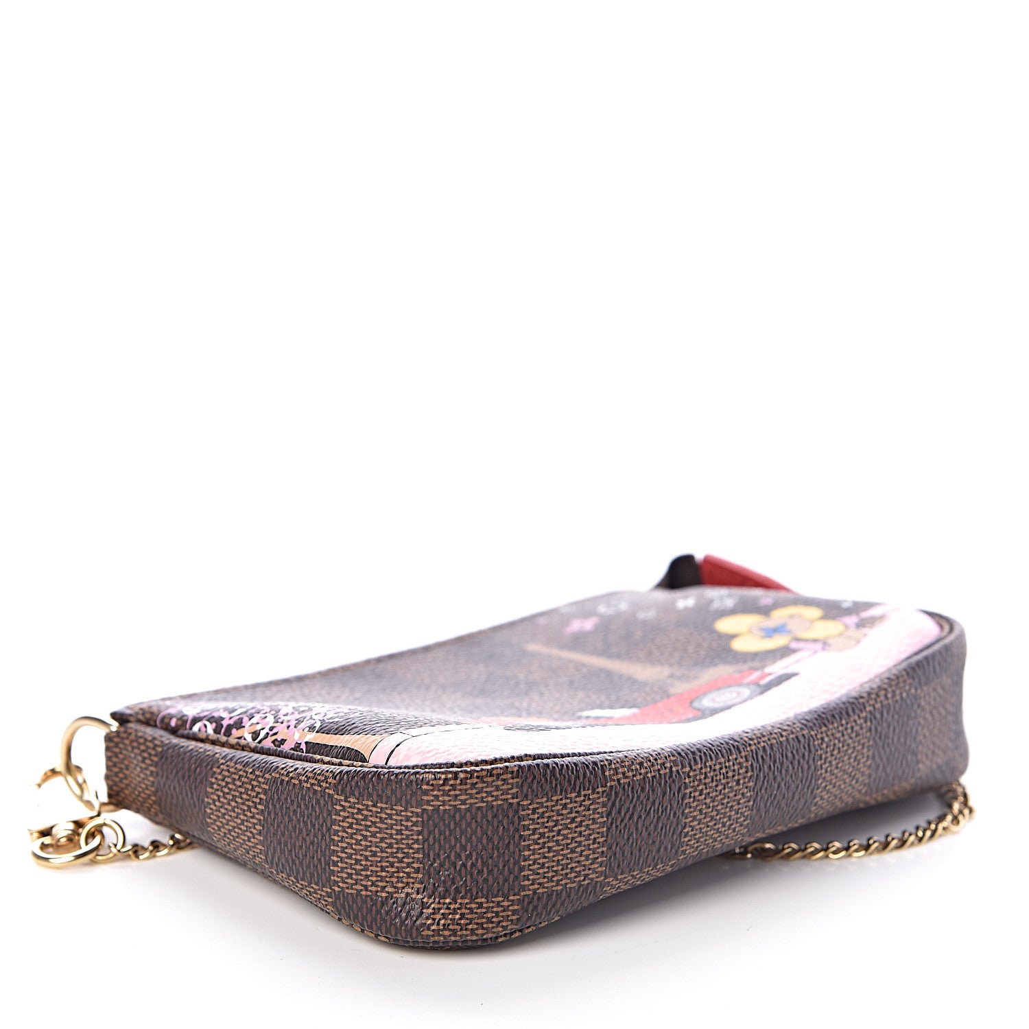Louis Vuitton Damier Ebene 2019 Christmas Animation Mini Pochette Accessories Red 4 of 8