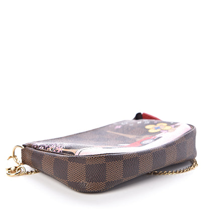 Louis Vuitton Damier Ebene 2019 Christmas Animation Mini Pochette Accessories Red 4 of 8