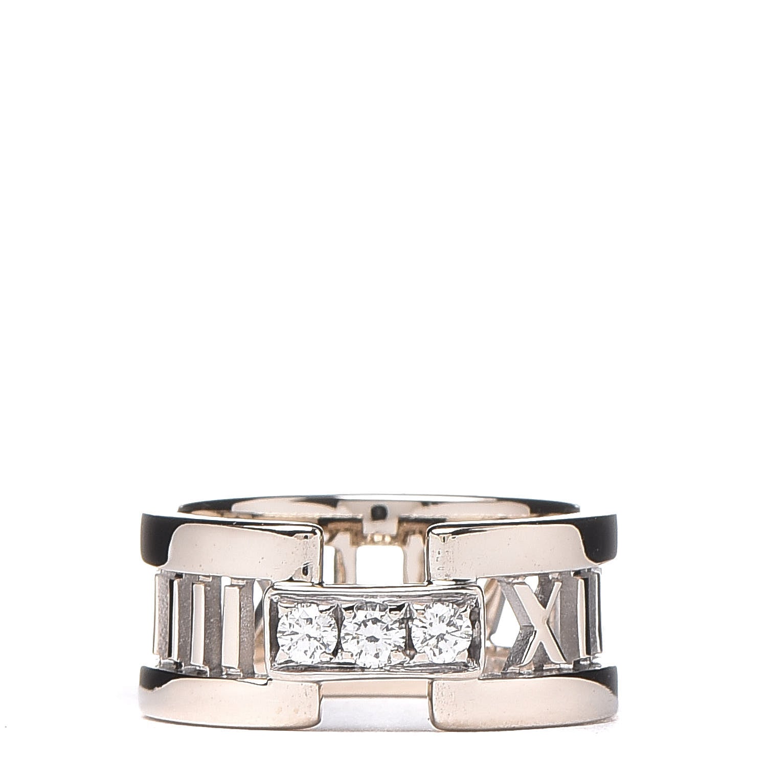 Tiffany 18K White Gold Diamond Open Atlas Ring 51 5.75 1 of 6