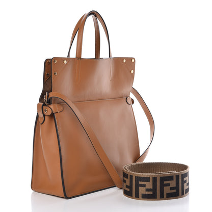 Fendi Vitello Grace Suede Flip Tote Nocciola Marrone 6 of 12