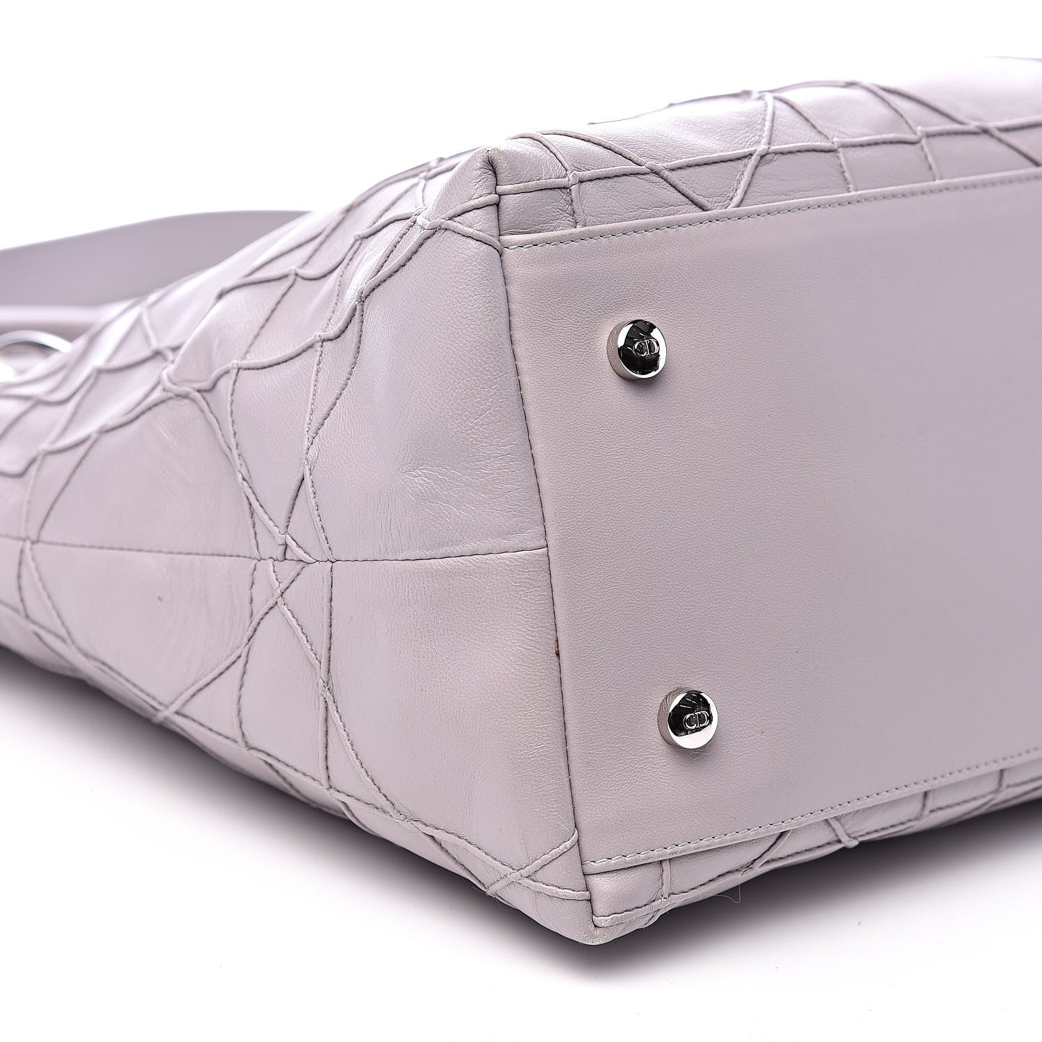 Christian Dior Lambskin Cannage Medium Granville Tote Grey 8 of 15