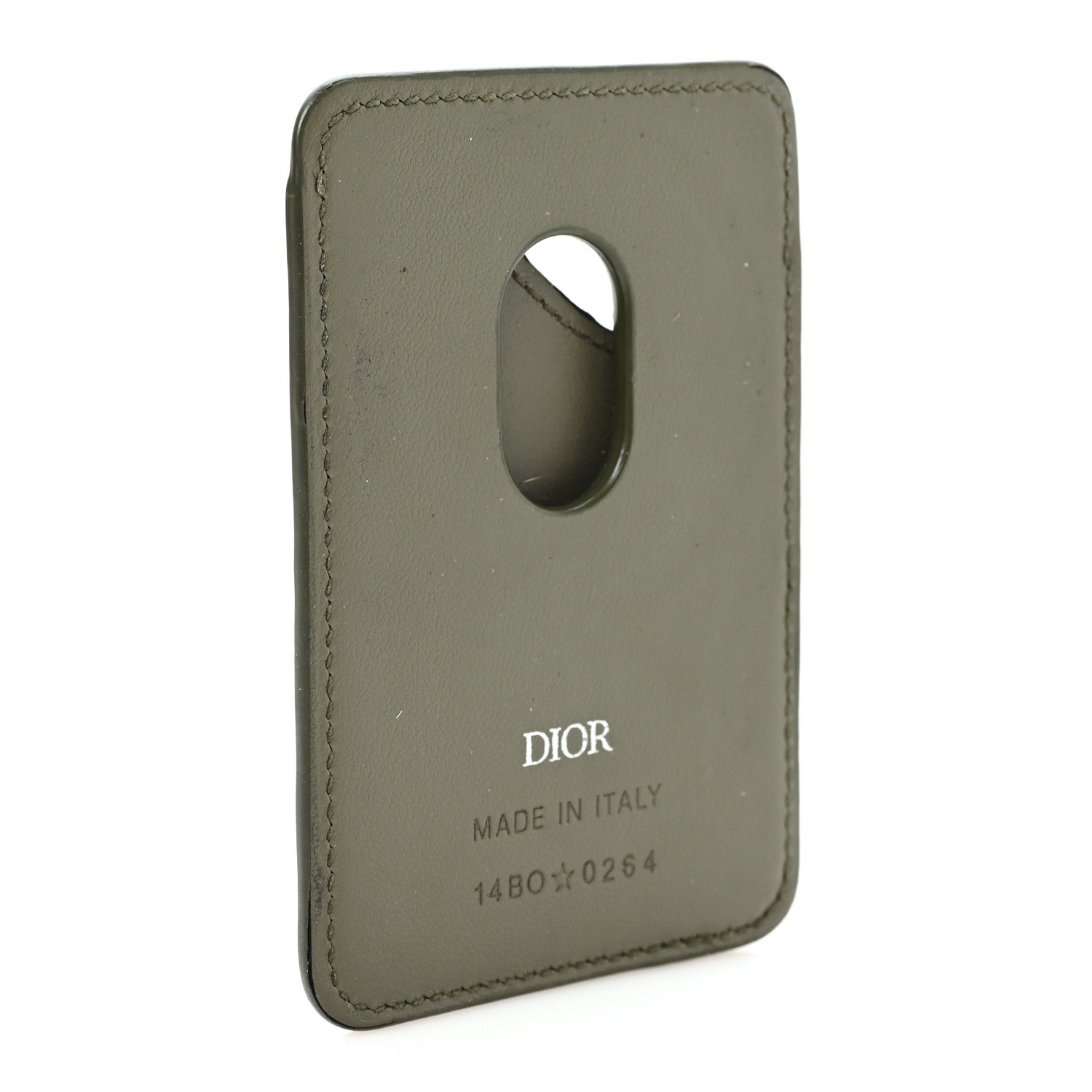 Christian Dior Grained Calfskin Embossed Dior Gravity Magnetic Saddle Card Holder Kaki 3 of 5