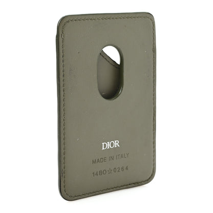 Christian Dior Grained Calfskin Embossed Dior Gravity Magnetic Saddle Card Holder Kaki 3 of 5