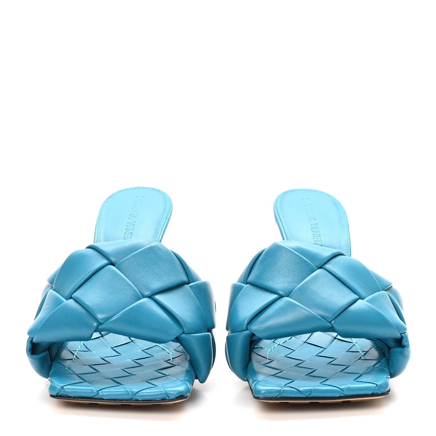 Bottega Veneta Nappa Maxi Intrecciato Lido 90mm Mule Sandals 35 Vintage Blue 3 of 9