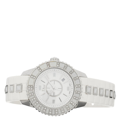 Christian Dior Stainless Steel Rubber Diamond Sapphire 33mm Christal Quartz Watch White 2 of 4