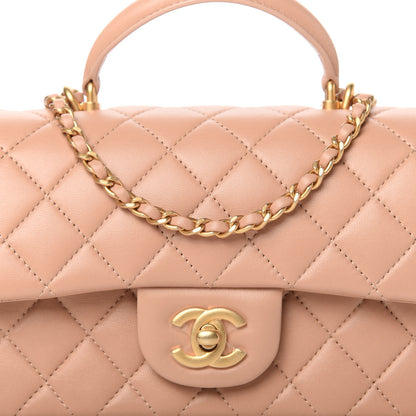Chanel Lambskin Quilted Mini Top Handle Rectangular Flap Beige 10 of 11