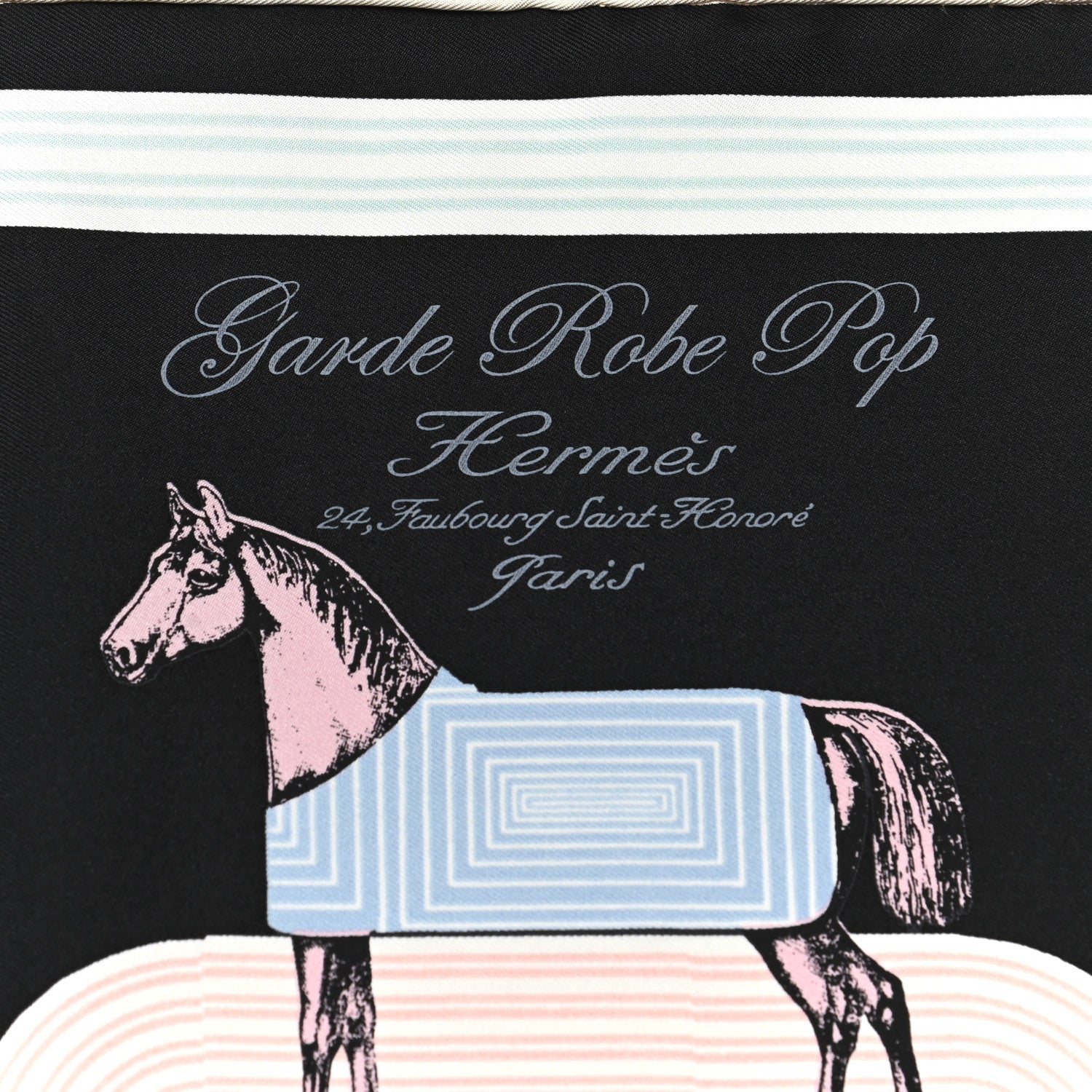 Hermes Silk Garde Robe Pop Detail Pocket Square Black Rose Multicolor 2 of 4