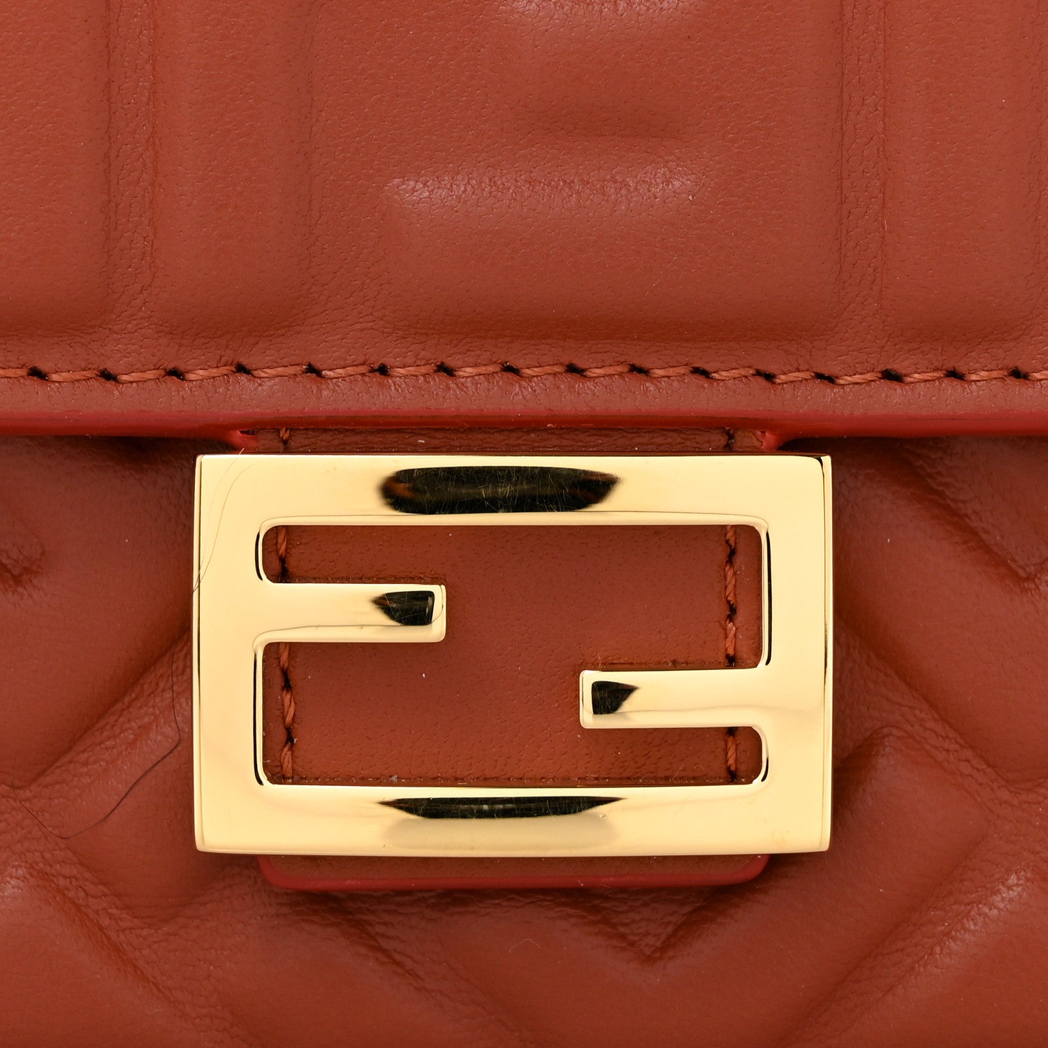 Fendi Nappa Matisse FF Embossed Wallet On Chain Baguette Sienna 12 of 12