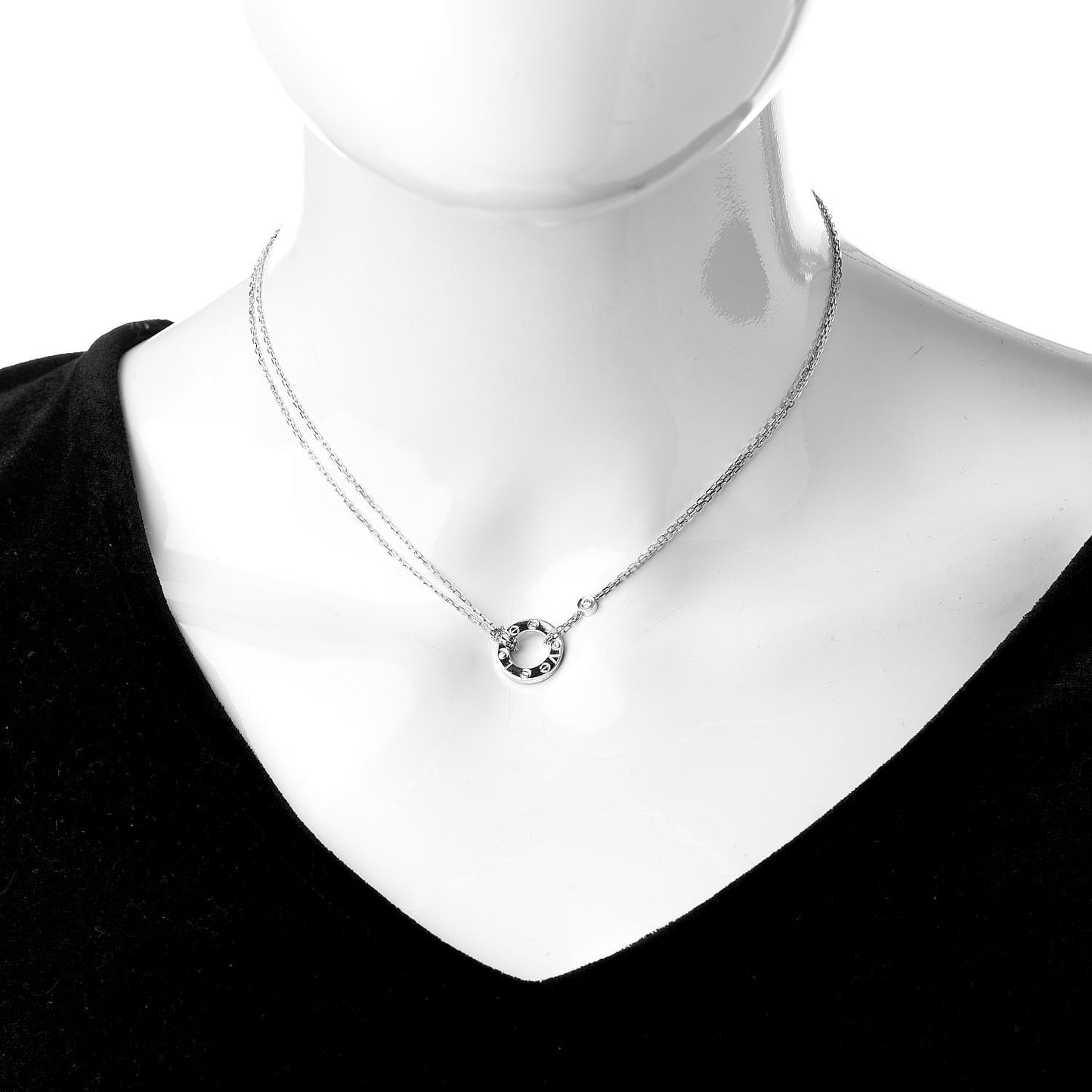 18K White Gold 2 Diamond LOVE Necklace
