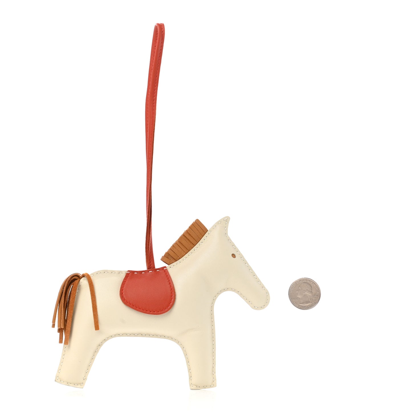 Milo Lambskin Grigri Rodeo Horse Bag Charm GM Craie Sesame Cornaline