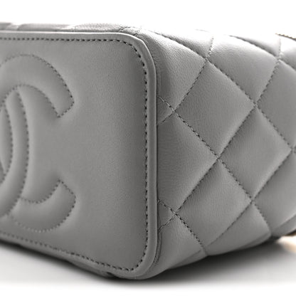 Chanel Lambskin Quilted Metal Small Top Handle Vanity Case With Chain Grey 10 of 11