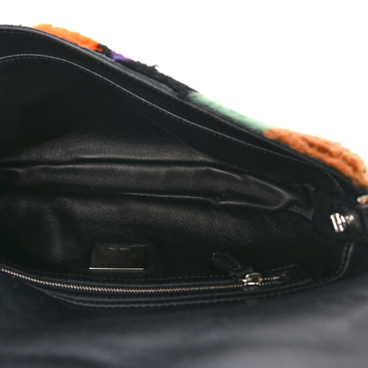 Fendi Shearling Calfskin Goat Fox Fur Bugs Baguette Orange Multicolor 4 of 7