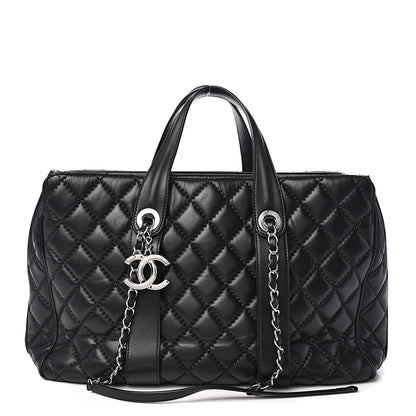 Chanel Lambskin Quilted Large Easy Carry Shopping Tote Black 1 of 21