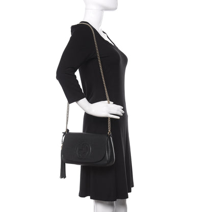 Gucci Pebbled Calfskin Medium Soho Flap Crossbody Black 2 of 10