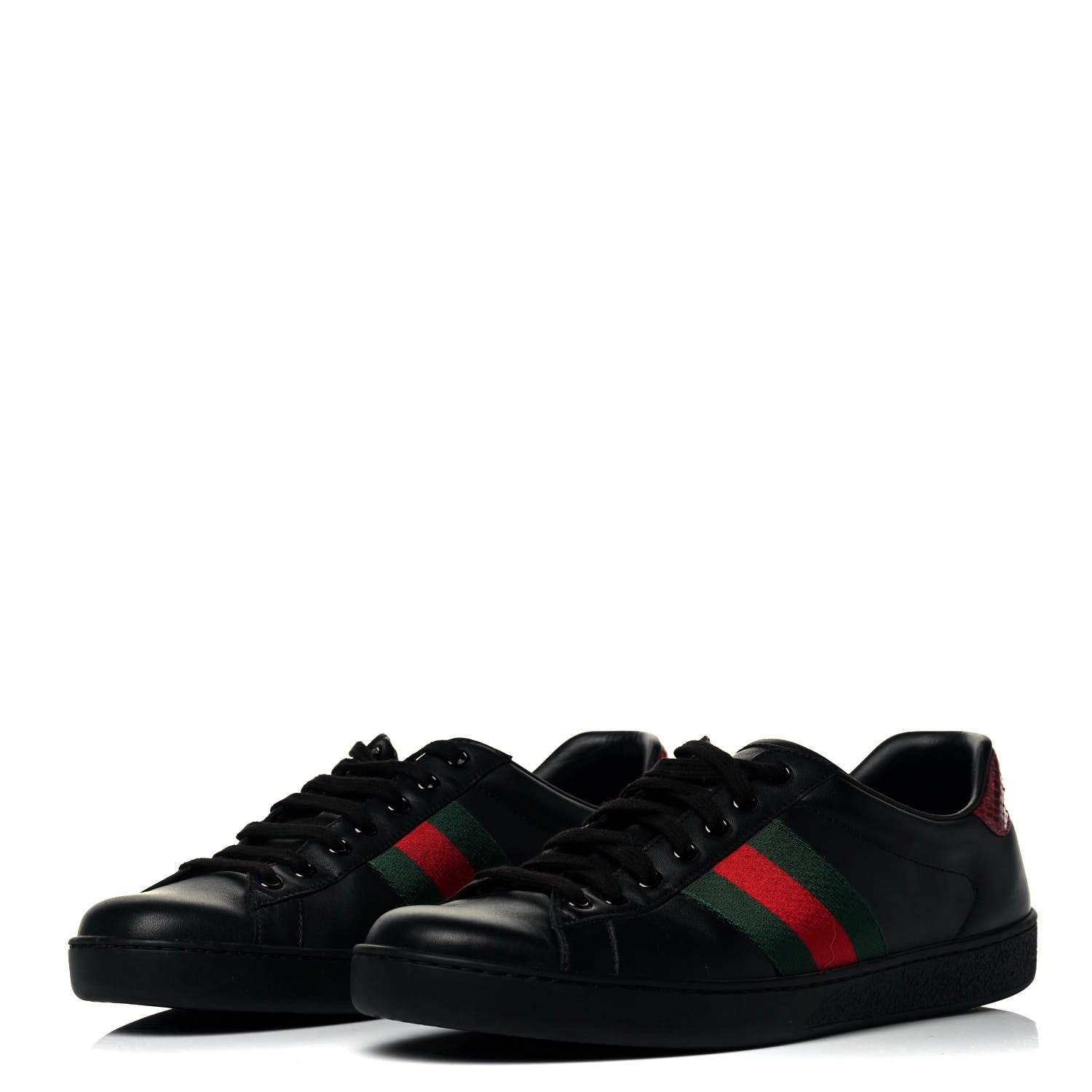 Gucci GG Calfskin Mens New Ace Low-Top Sneaker 8 Black 2 of 7