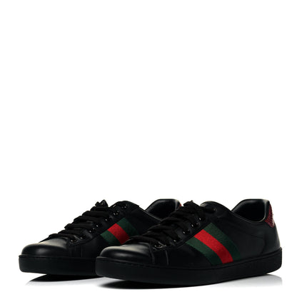 Gucci GG Calfskin Mens New Ace Low-Top Sneaker 8 Black 2 of 7