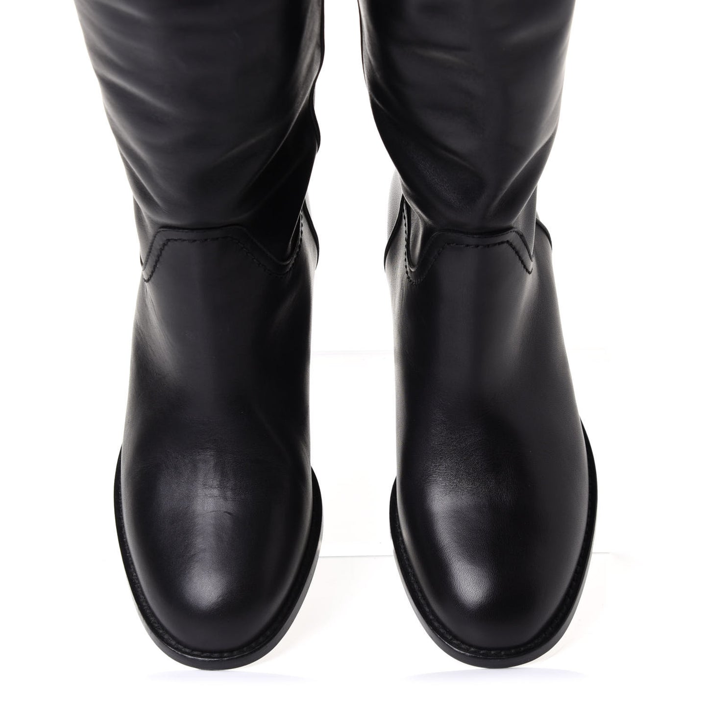 Calfskin Ascot Riding Boots 36.5 Black