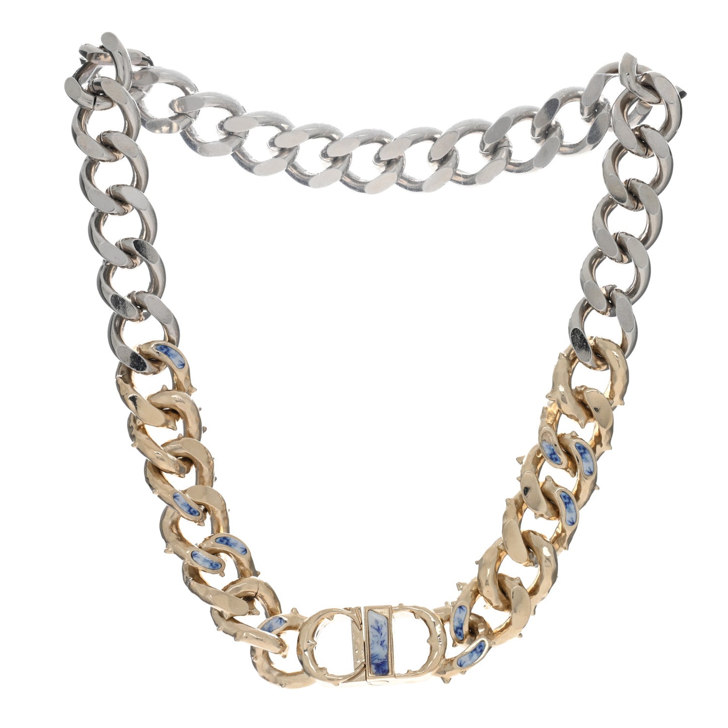 Metal Danseuse Etoile Chain Choker Necklace Gold Silver Blue