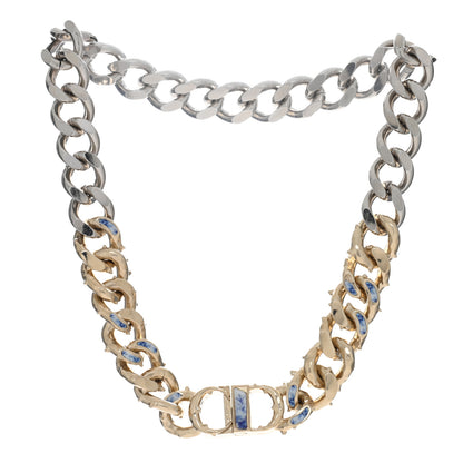Christian Dior Metal Danseuse Etoile Chain Choker Necklace Gold Silver Blue 1 of 4