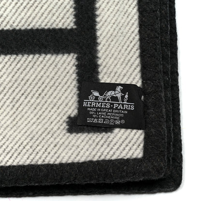 Hermes Wool Cashmere Signature Avalon Blanket Black 3 of 3