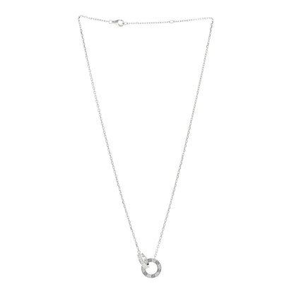 Cartier 18K White Gold Diamond Interlocking LOVE Paved Necklace 3 of 4