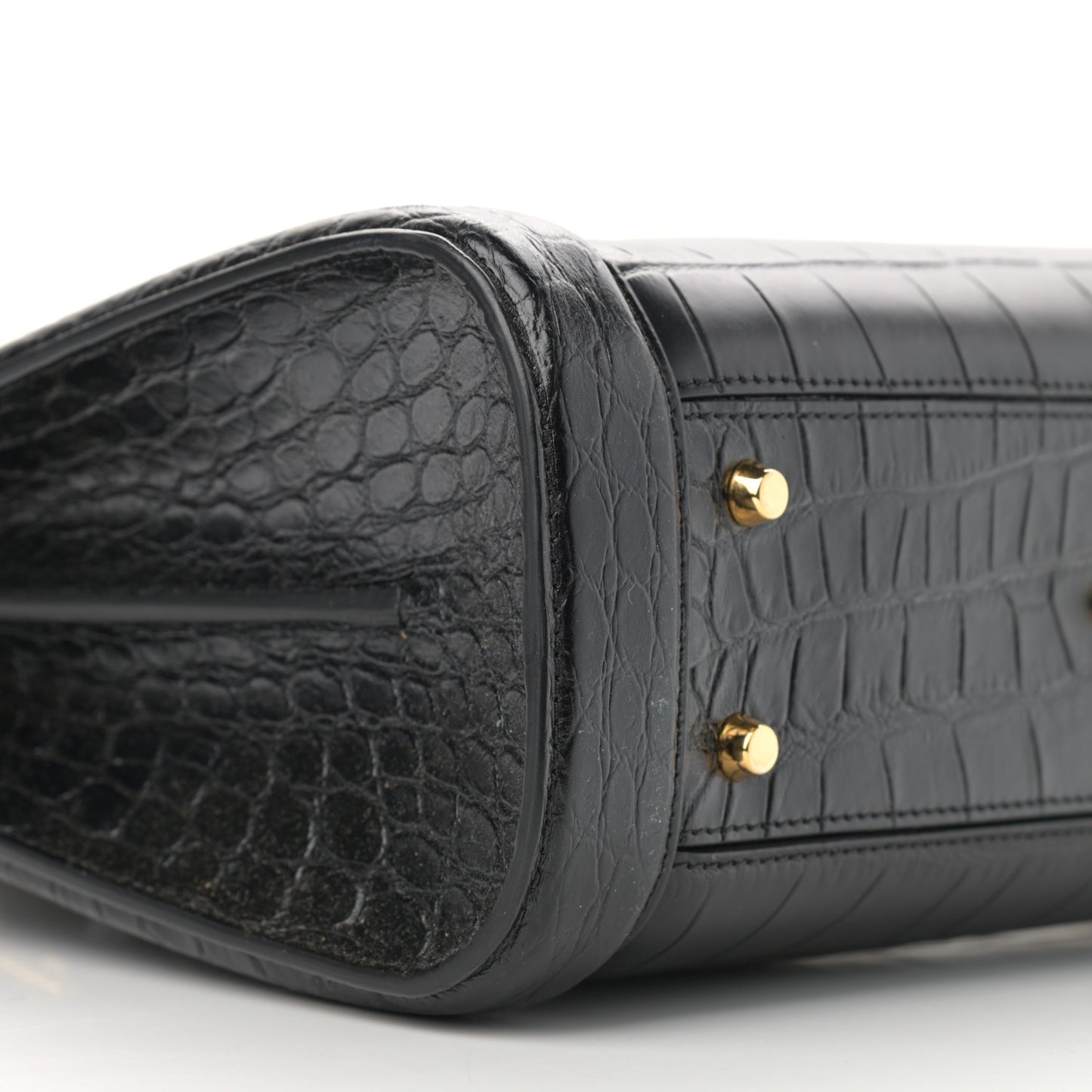 Calfskin Crocodile Embossed Small Heroine 30 Black