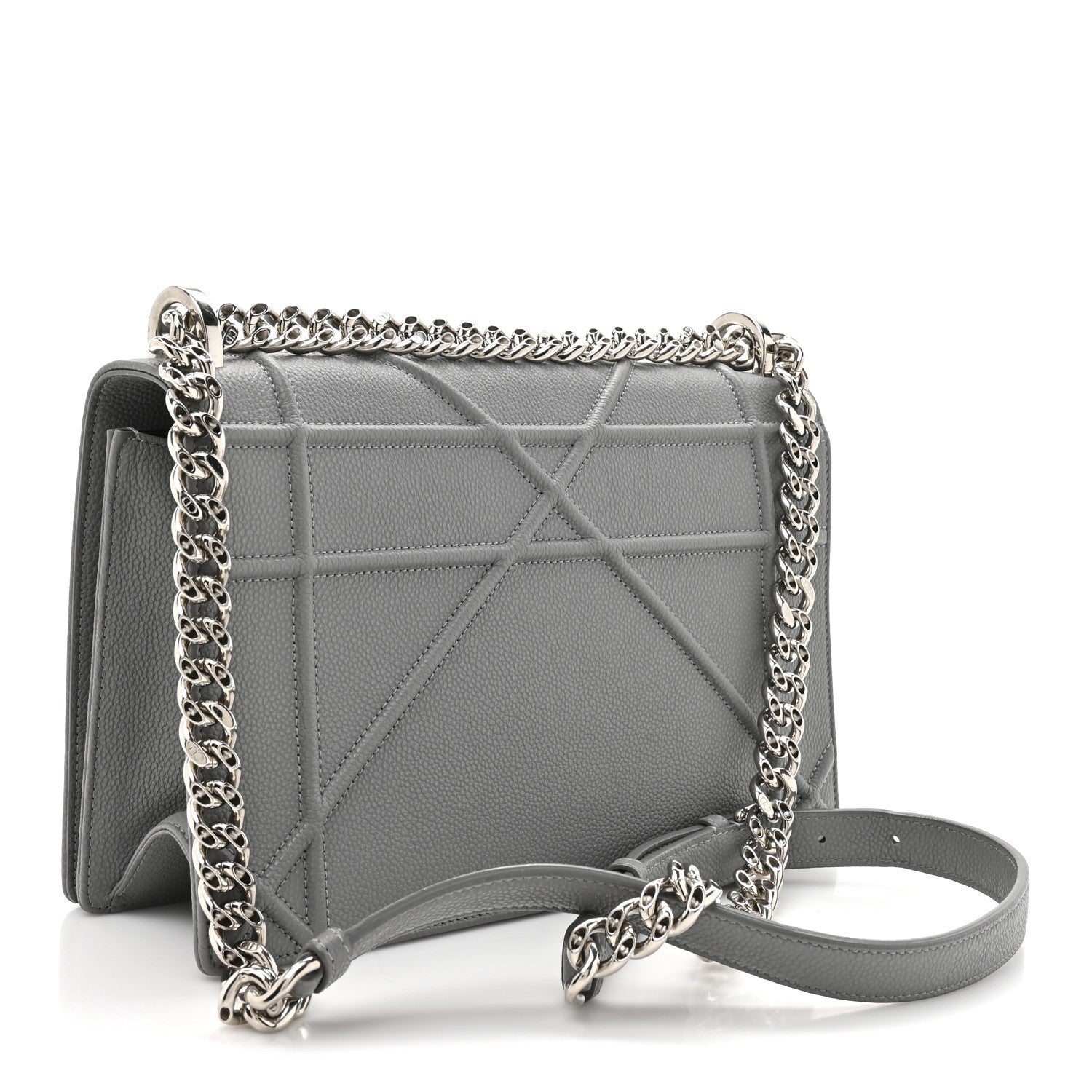 Christian Dior Grained Calfskin Medium Diorama Flap Bag Gris 3 of 11