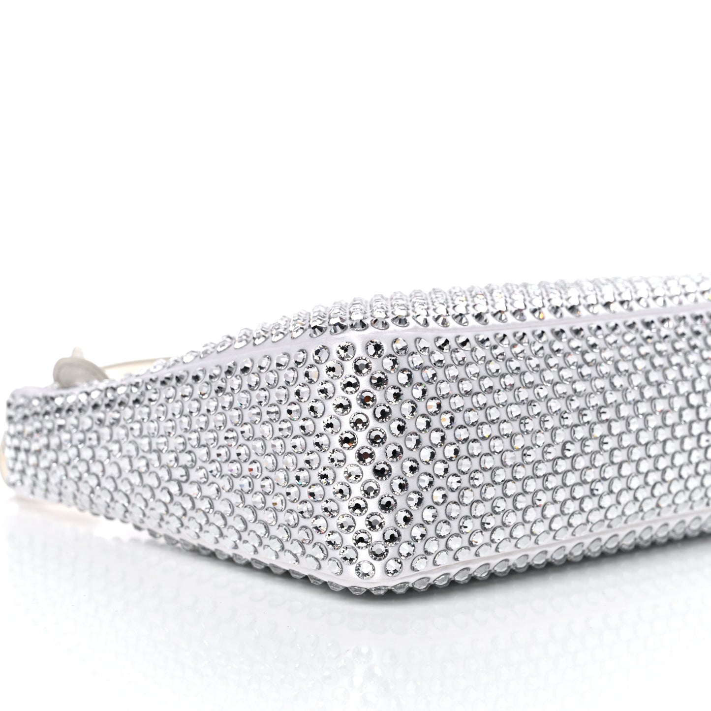 Satin Crystal Mini Re-Edition 2000 Bag White