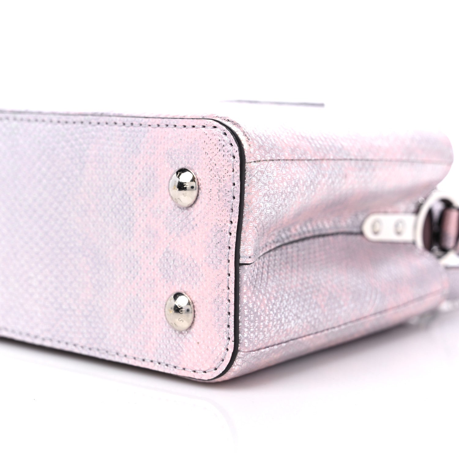 Louis Vuitton Metallic Lizard Mini Capucines Pink Purple 8 of 9