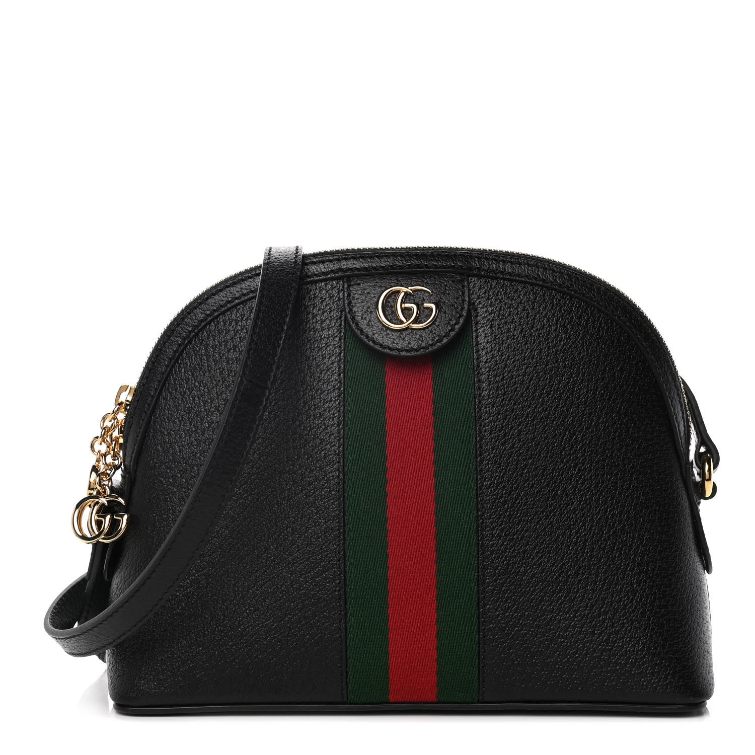 Gucci Calfskin GG Web Small Ophidia Dome Shoulder Bag Black 1 of 12