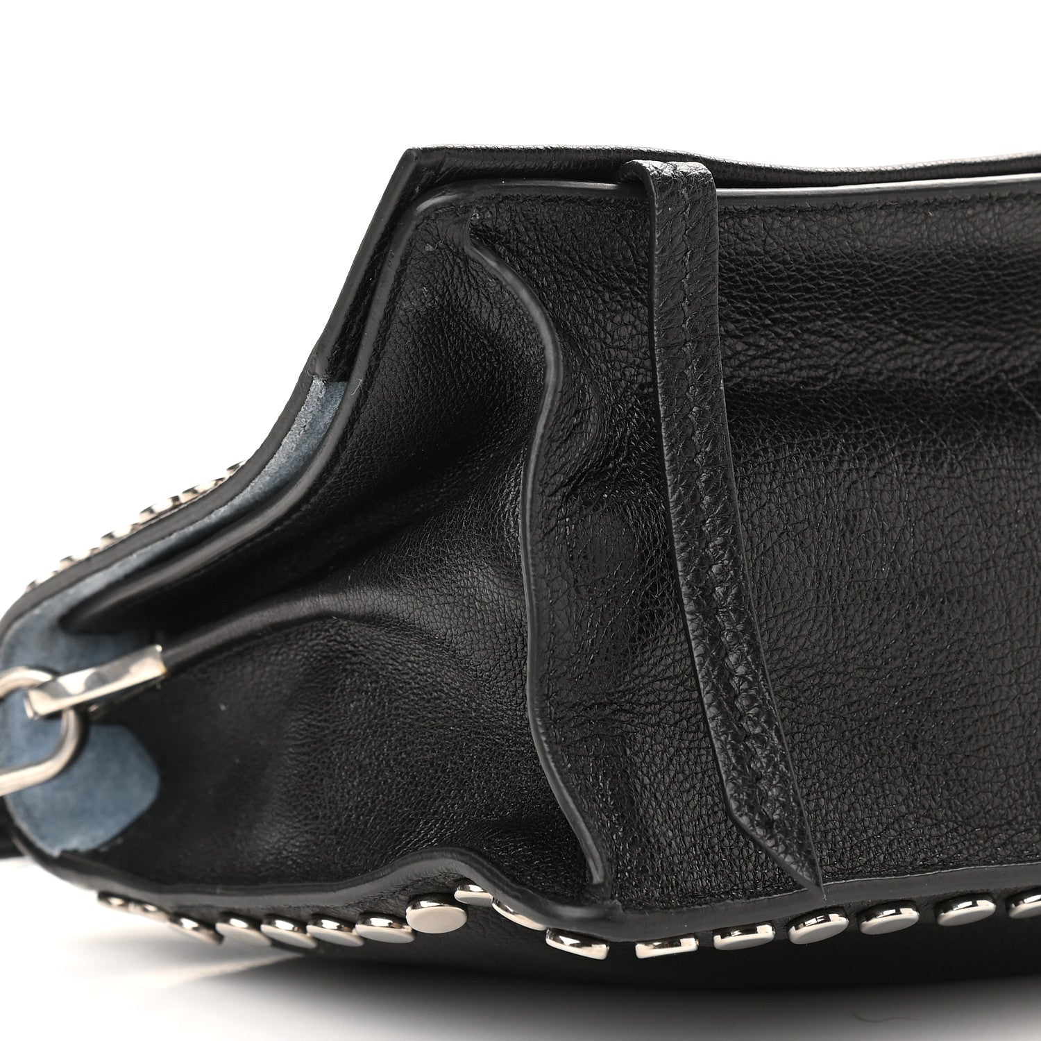 Prada Glace Calfskin Studded Etiquette Flap Black 5 of 9