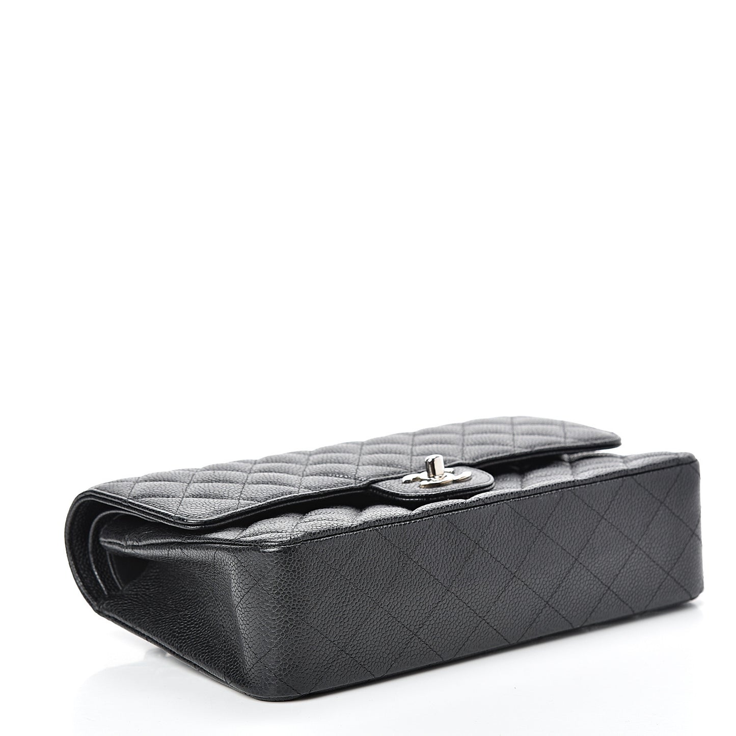 Caviar Quilted Medium Double Flap Black